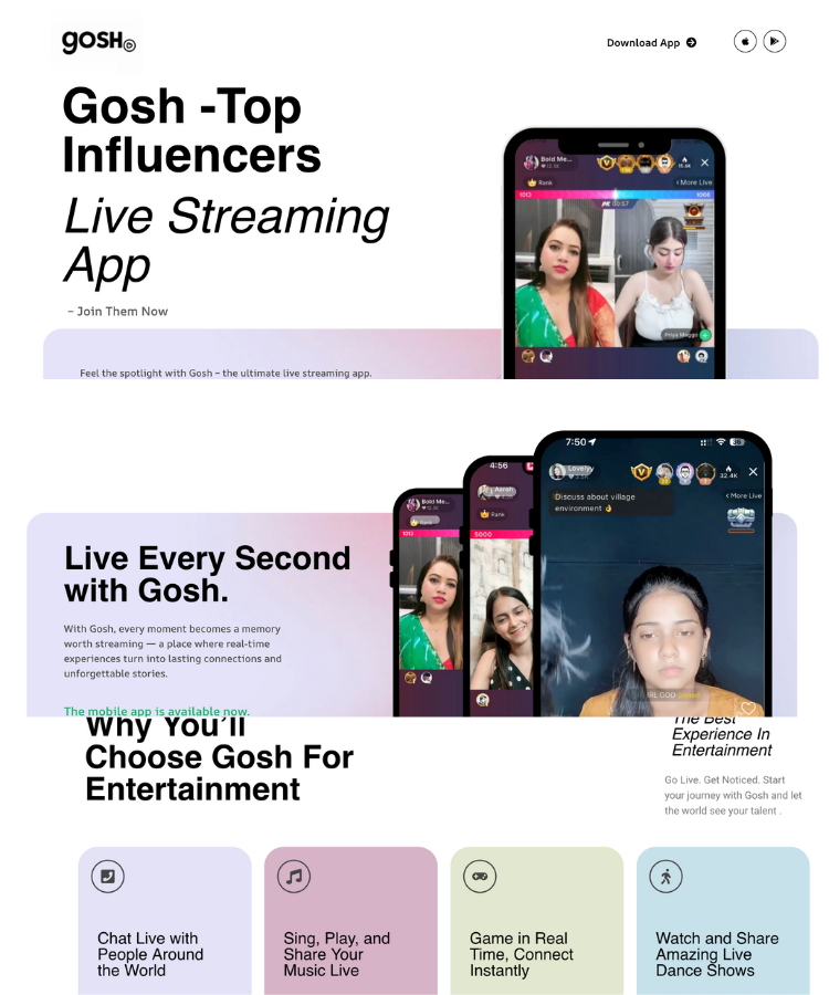 Landing Page For gosh 